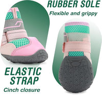 Dog Shoes for Large Dogs, Anti-Slip Dog Boots for Winter Snow, Hot Pavement, Dog Booties & Paw Protectors Pink Size 8
