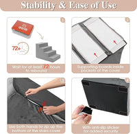 GGIB Dog Stairs for Small Dogs Cats Non-Slip Dog Steps for High Bed Pet Stairs for Sofa Couch Pet Ramp Pet Steps with Removable Washable Cover, Grey, 13" H, 3-Step