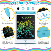 Tinlade 12 Pack LCD Writing Tablet for Kids - Pink, Blue, White, Black / 8.5 Inch - image 2