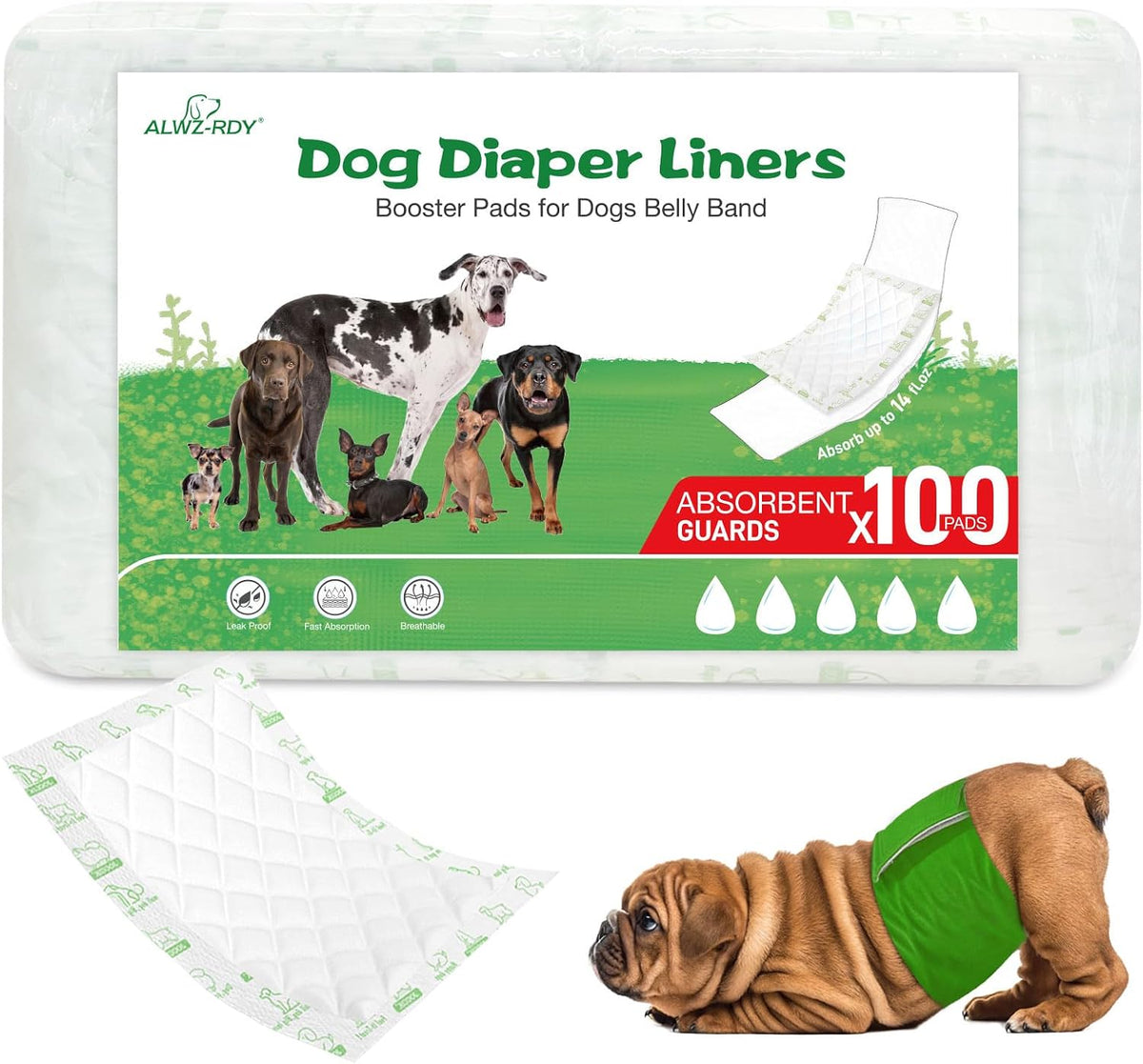 Dog Diaper Liners 100ct Super Absorption Disposable Dog Diaper - Regular / 100
