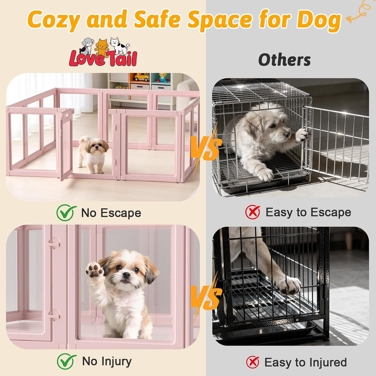 DIY Clear Acrylic Dog Playpen House - Skin Pink / 12PCS / 23.6"H - image 2