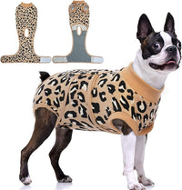 FUAMEY Recovery Suit for Dogs After Surgery,Soft Breathable Dog Bodysuit E-Collar & Cone Alternative Surgical Suit,Male Female Dog Neuter Spay Suits Anti Licking Wounds Onesie Brown Leopard L