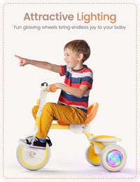besrey Toddler Tricycle with Bell - Yellow Flash Wheel - image 3