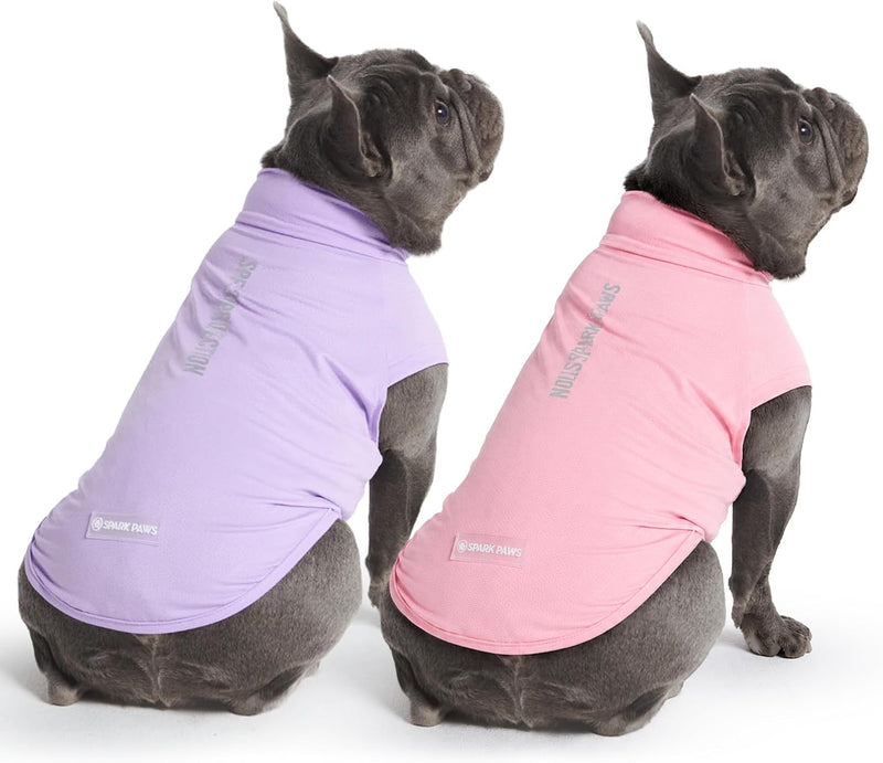 Spark Paws Sunblock Dog T-Shirt, SPF 30 UV Sun Protection - Purple & Pink / X-Large