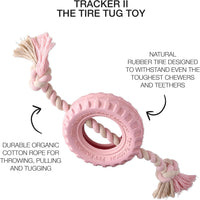 Pet Passion Natural Rubber Tire and Organic Cotton Rope Pull and Chew - Blush / Medium - image 2