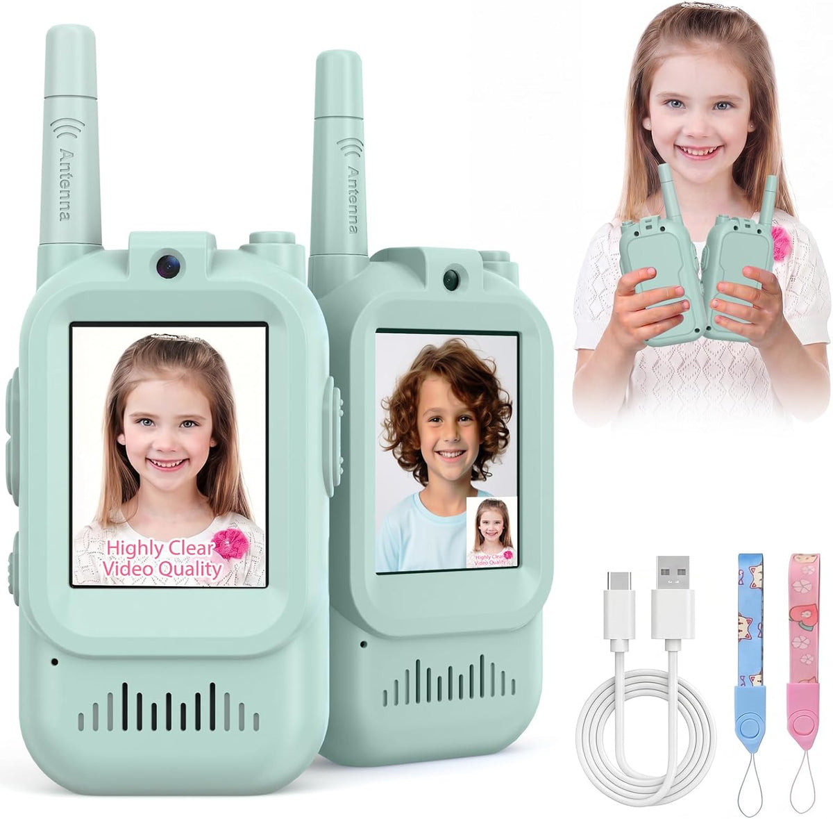 Video Walkie Talkies for Kids - Green+Green
