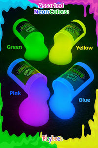 Playbees Glow in the Dark Slime, Neon Goo Party Favors for Kids - 6 Pack - image 2