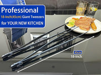 JETKONG 2 Pcs 18 Inch (45cm) Stainless Steel Grill Tongs Heavy Duty Giant Tweezer Tongs, Extra Large Tweezers Tools for Cooking, Grilling, BBQ and Turning Food (Navy Blue)