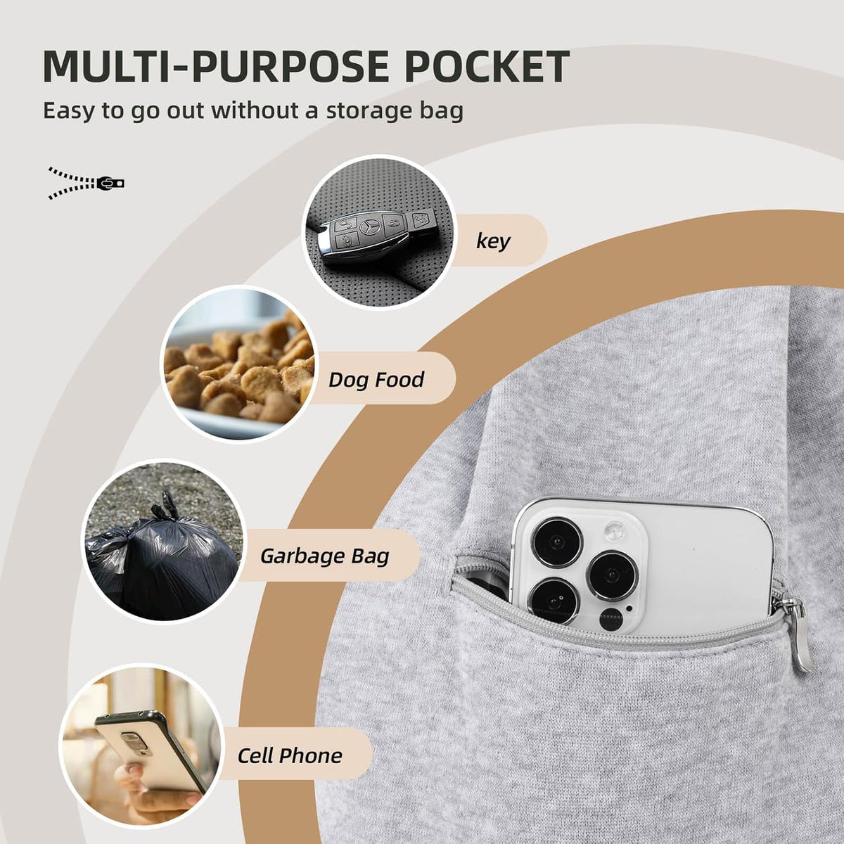 Adjustable Dog Sling Carrier with Pocket - Gray - image 2