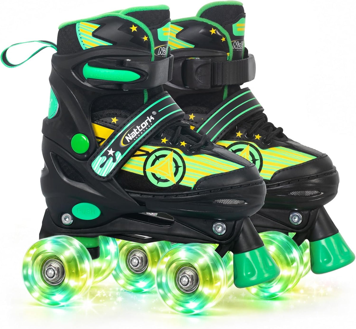 Kids Roller Skates for Boys - Star Green / X-Small(7C-9C)