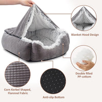 MIXJOY Dog Beds for Small Medium Dogs with Hooded Attached - 30.0"L x 24.0"W x 9.0"Th - image 2
