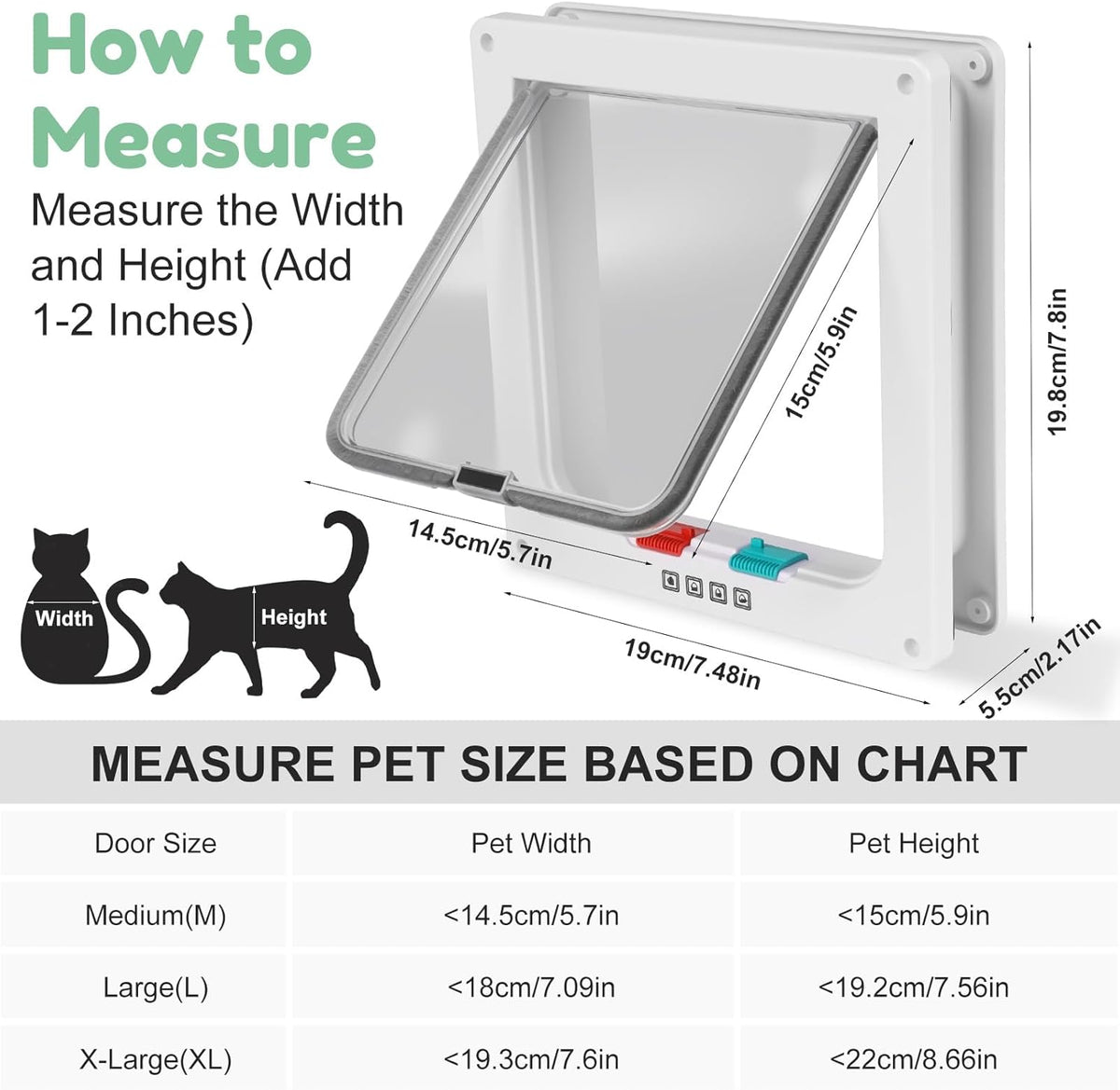 Cat Door for Interior/Exterior Doors and Walls – Essentials for Cats - White / Medium - image 3