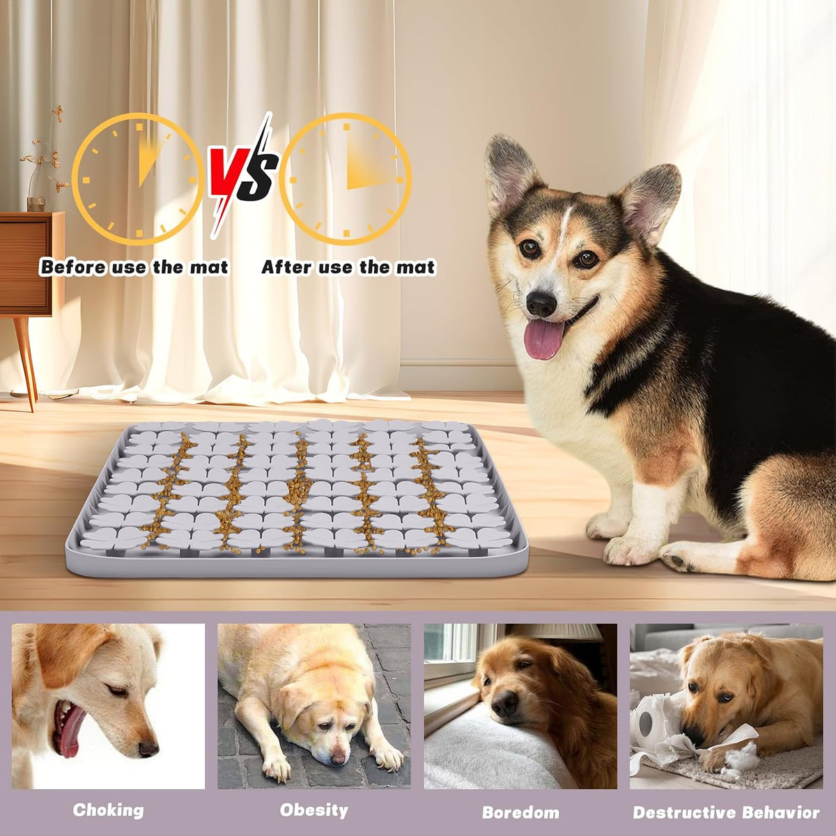 Silicone Snuffle Mat for Dogs 23.6"x 15.7" Large Slow Feeder Mat - Grey:23.6"x15.7" - image 2