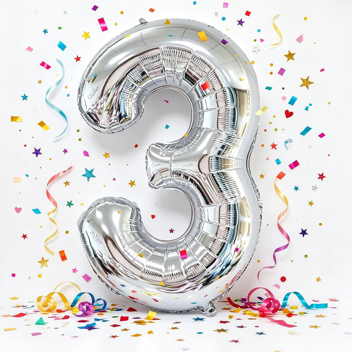 40 Inch Gold Number 1 Balloon - Silver Balloon / 40 Inch Number 3