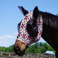 Harrison Howard Super Comfort Stretchy Fly Mask Large Eye Space with UV Protection Soft on Skin with Breathability Tribal Abstract XL Extra Full Size