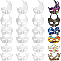 Leyndo blank white paper mache half masquerade masks, 24-pack in classic style - view 5