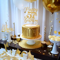 Happy 83rd Birthday Cake Topper - happy 57th birthday / Gold Glitter - image 3