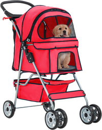 FDW, 3-Wheel Foldable Pet Stroller, Black