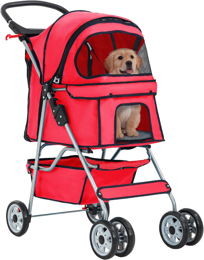 FDW, 3-Wheel Foldable Pet Stroller, Black