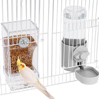 lemtrflo No Mess Bird Feeder Water Dispenser Set - grey