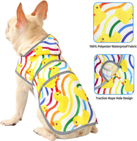 Dog Raincoat, Waterproof Dog Rain Jacket with Hood - Rainbow Ducks / Medium - image 2