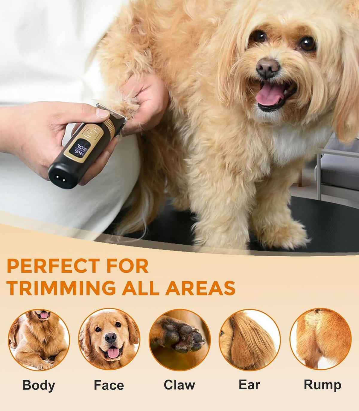 Dog Clippers for Grooming, 4-Speed & LCD - Black / C95 - image 2