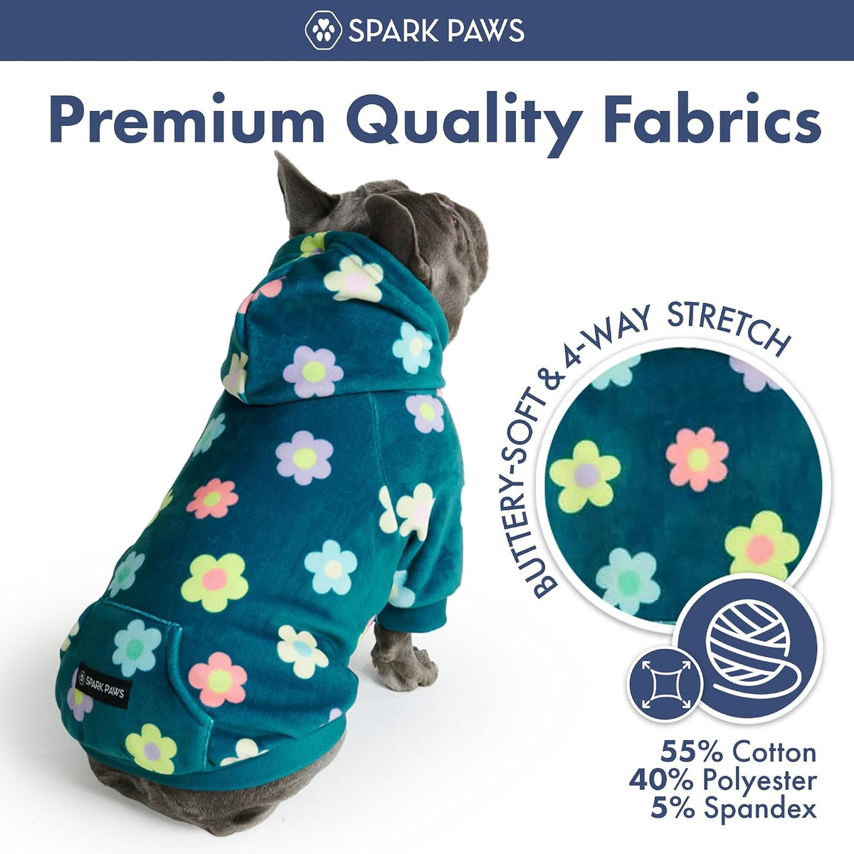 Spark Paws Dog Hoodie, Buttery-Soft Sweater Sweatshirt - Daisy / X-Large - image 2