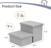 Heeyoo Dog Stairs with Storage, Foldable Dog Steps for Small Dogs, 2 Tiers Non-Slip Pet Stairs for High Beds Or Couch and Sofa, Hold up to 150 lbs Pet Doggy Cat