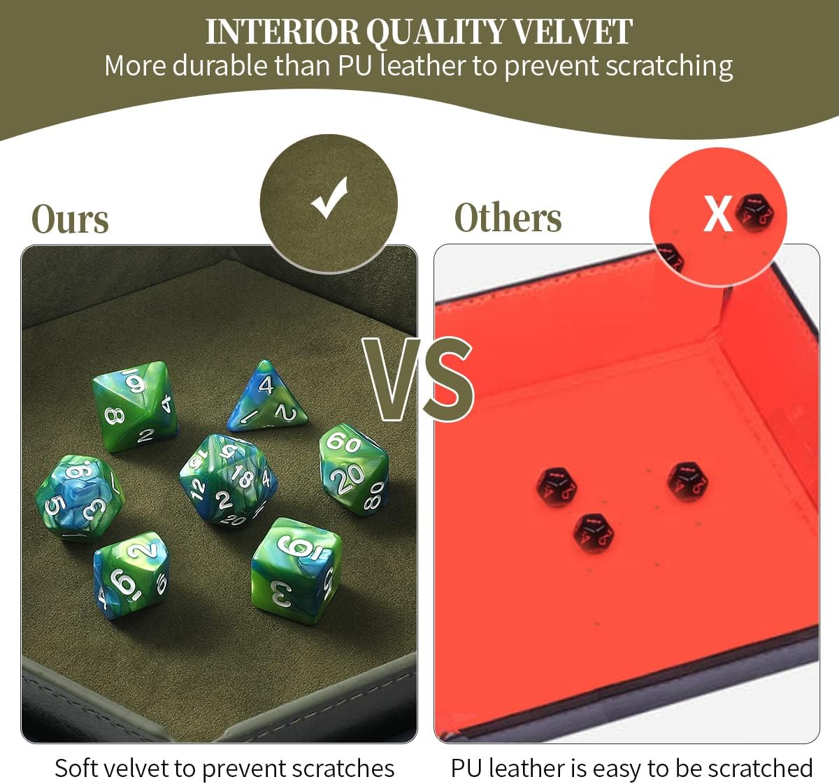Grajar 2 Pcs Portable Folding Dice Rolling Tray Set for RPG DND Table - Royalblue and Green - image 4
