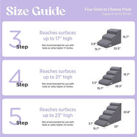 Lesure Dog Stairs for Large Dogs Pet Steps Ramp for High Bed with CertiPUR-US Certified Foam with Non-Slip Bottom, Grey, 5 Steps