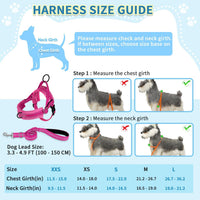 SlowTon No Pull Small Dog Harness and Leash Set with Front Clip – Essentials for Dogs - XX-Small / Fuchsia - image 2