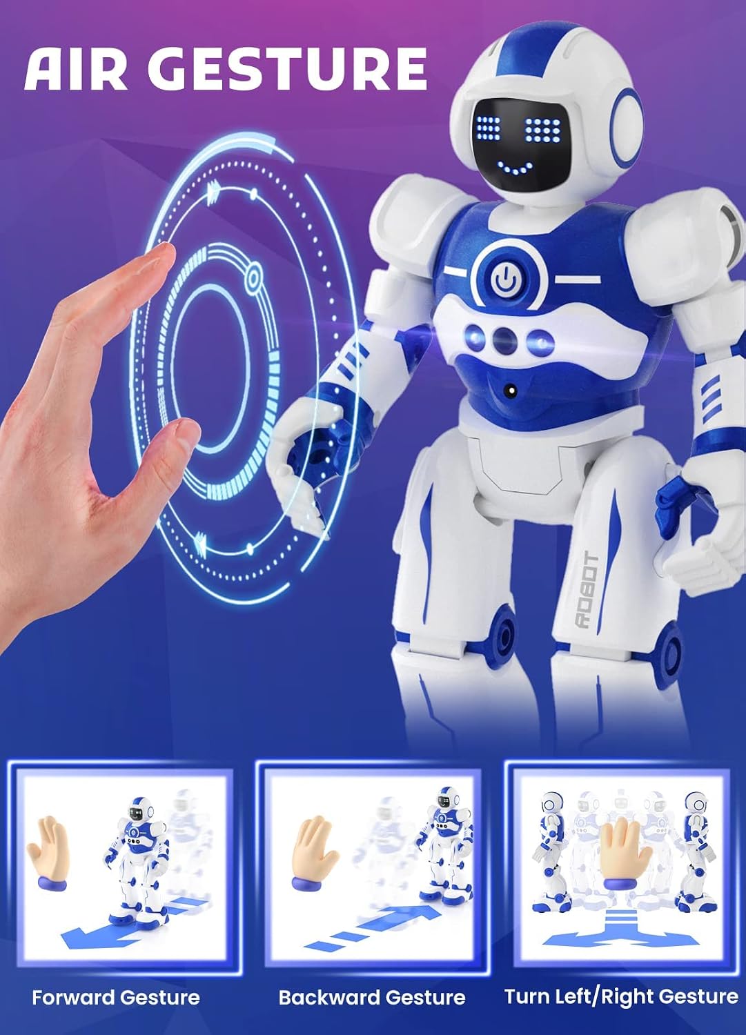 Robot Toys for Kids, Rechargeable Remote & Gesture Control Robots – Fun for Kids & Family - 5th Robot-blue - image 3