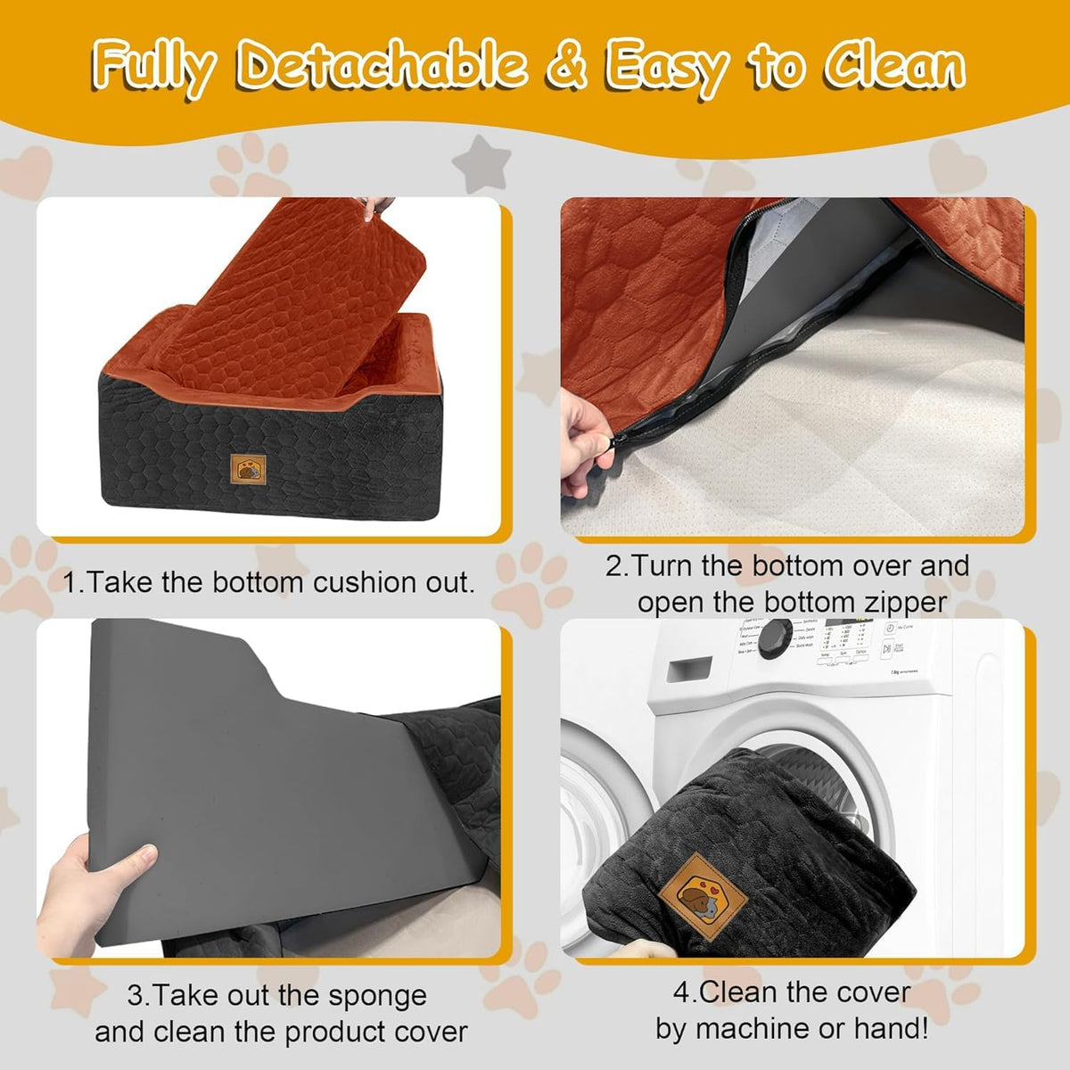 Dog Car Seat for Small/Medium Dogs, Memory Foam Dog Booster Seat - Black/Red Brown / Large - image 3