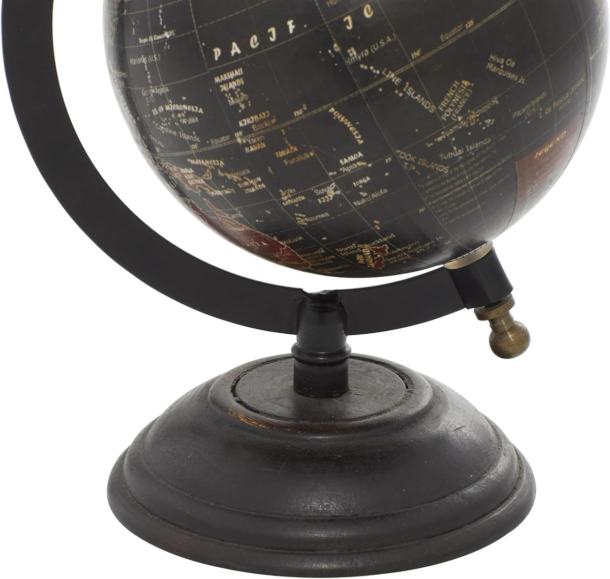 Deco 79 black mango wood decorative world globe on stand with Old-World-style map and bronze axis - view 4