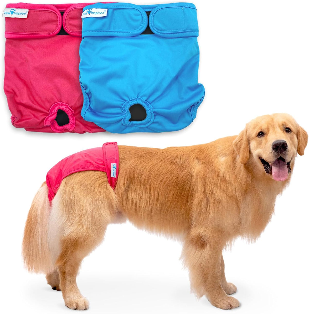 Paw Inspired Washable Dog Diapers, Assorted and White Lining - Assorted (Black Lining) / X-Large (2 ct.)