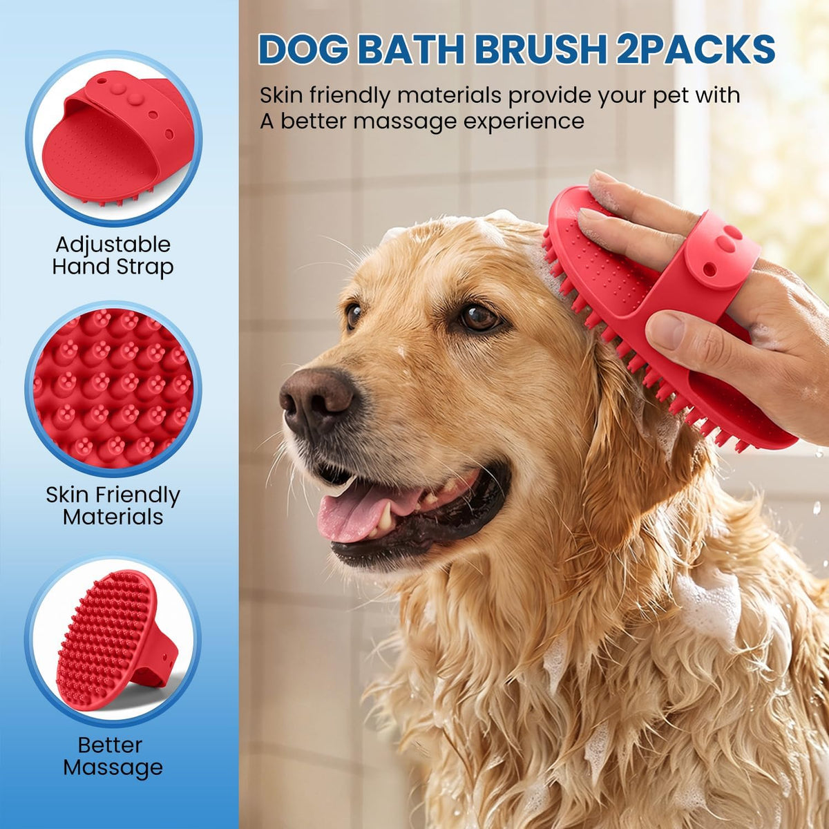Dog Grooming Rake 4-in-1 Kit, Deshedding Undercoat Rake - Red - image 3