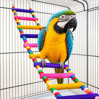 Flexible Wooden Bird Ladder Bridge for Cages, 8 Steps - 10Inch- 4 Ladders
