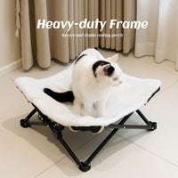 PETKARAY Foldable Cat Hammock Bed - Fluffy White / Elevated Hammock - image 4