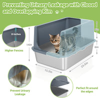 Stainless Steel Litter Box with Lid, Metal Cat Litter Box - 14"H Grey - image 3