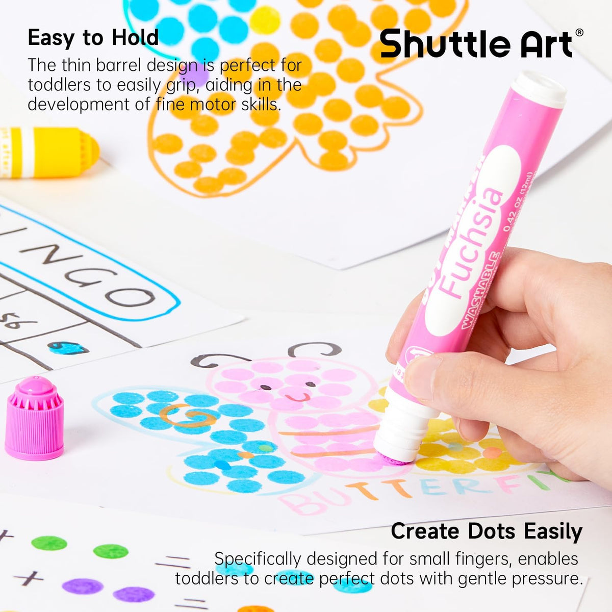 Shuttle Art Dot Markers, 15 Colors Washable Markers for Toddlers - 15 Colors / 75 - image 3