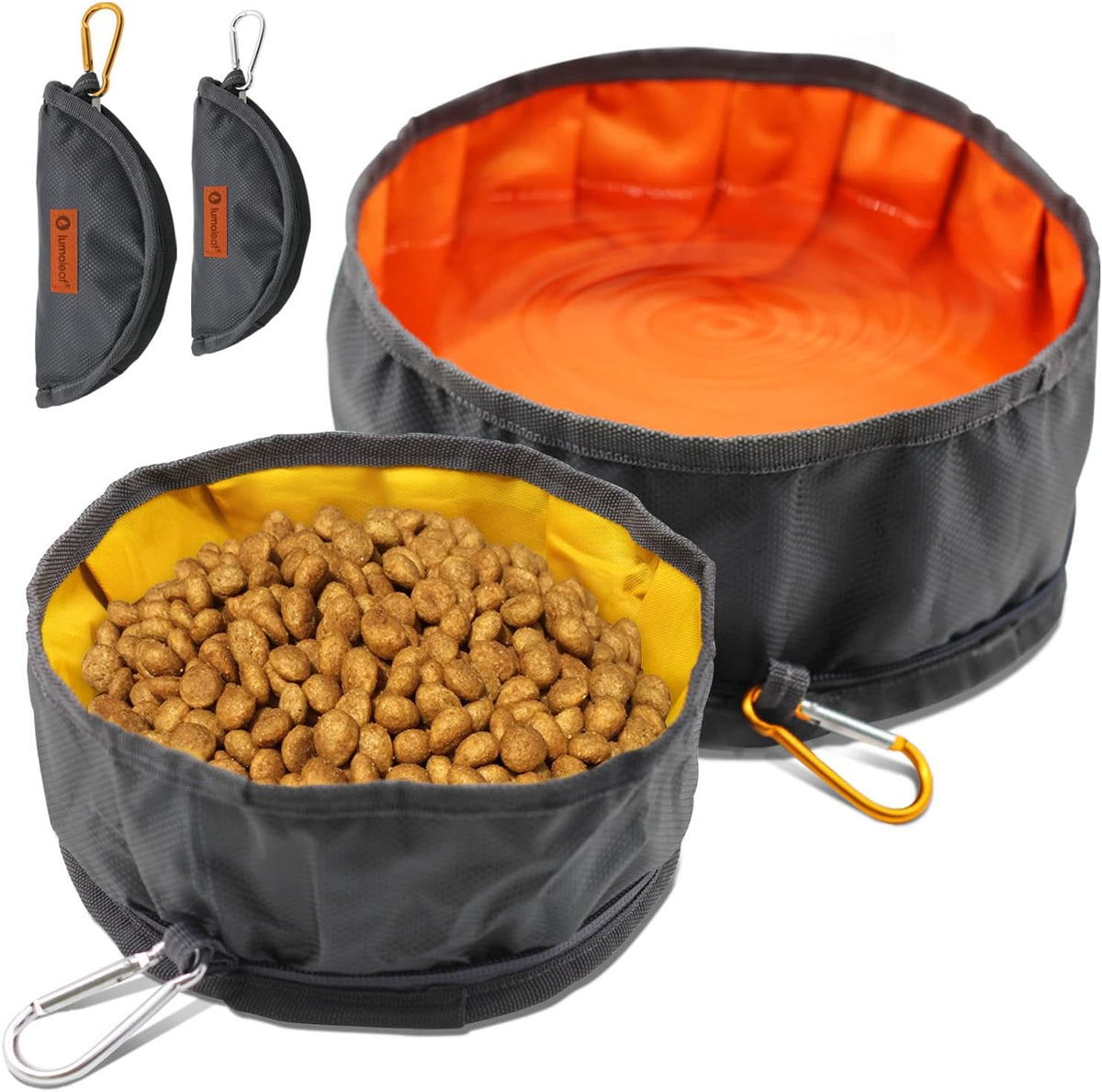 Collapsible Dog Travel Bowl - Orange and Yellow