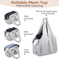 Dog Purse Carrier for Small Dogs, Cats, and Puppies – Soft-Sided Travel Pet Tote Bag with 4 Large Pockets, Foldable, Lightweight, Fits Pets up to 15 lbs, for Travel, Outings (Grey)