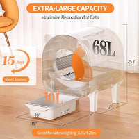 Self Cleaning Litter Box, 68 L Automatic Cat Litter Box for Multiple Cats, Robot with Dual Safety Protection, APP Control, Odor Removal Smart Litter Boxes, 2 Roll Trash Bags