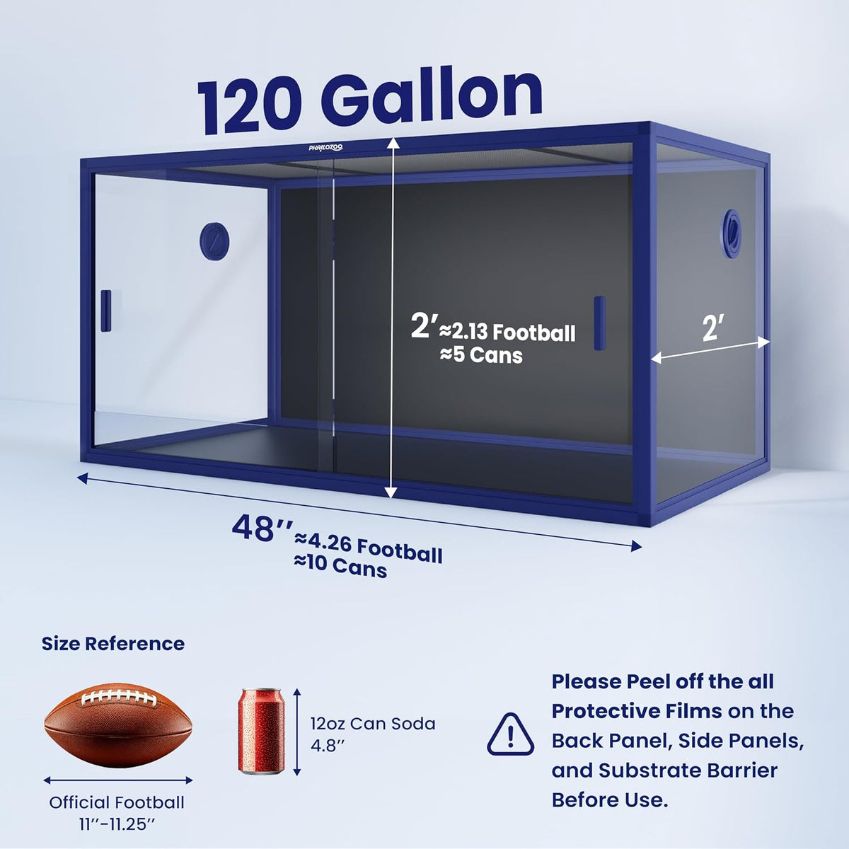 120 Gallon Reptile Tank, Stackable 4x2x2 Reptile Enclosure – Essentials for Reptiles And Amphibians - Dart Blue / 120 Gallon - image 2