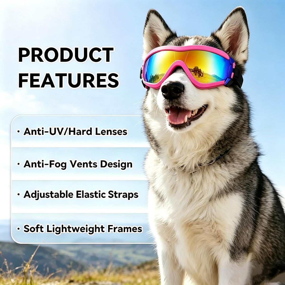 Medium Clear Dog Goggles Eye Protection - Style Pink / Large - image 3