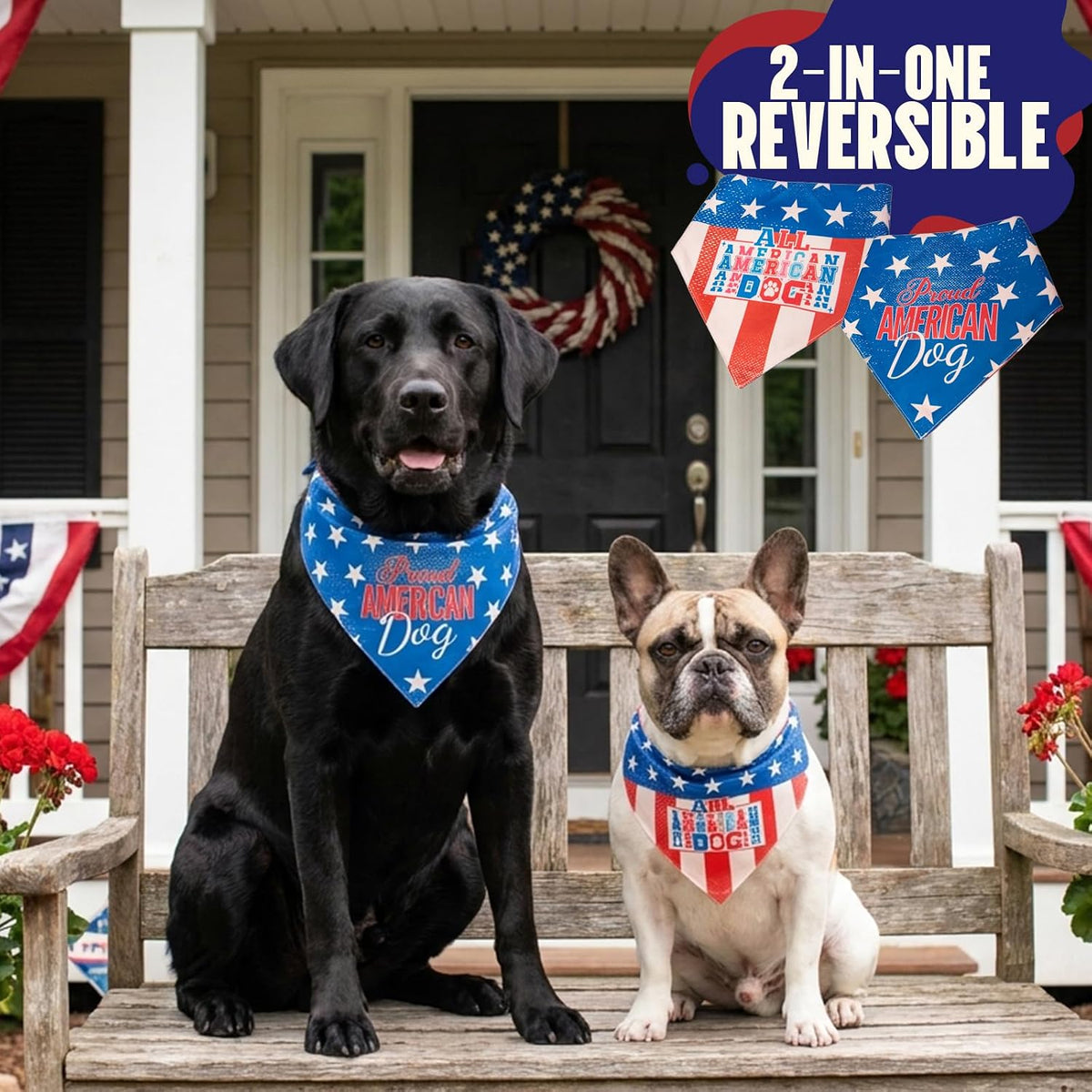 Halloween Dog Bandanas with No Tricks Sign - American Flag D / Large - image 2