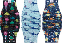 CuteBone Washable Dog Diapers Male with Snaps Reusable 3pcs a Pack - Buttons-Turtle&shark&jellyfish / M(14"-17")