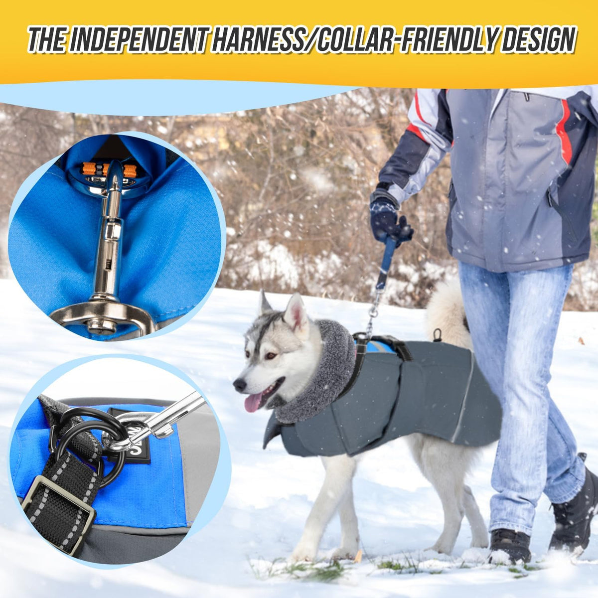 SlowTon Dog Winter Coat, 3 Layers Thick Warm Fleece Lining Dog Jacket – Essentials for Dogs - XXX-Large / Blue - image 2
