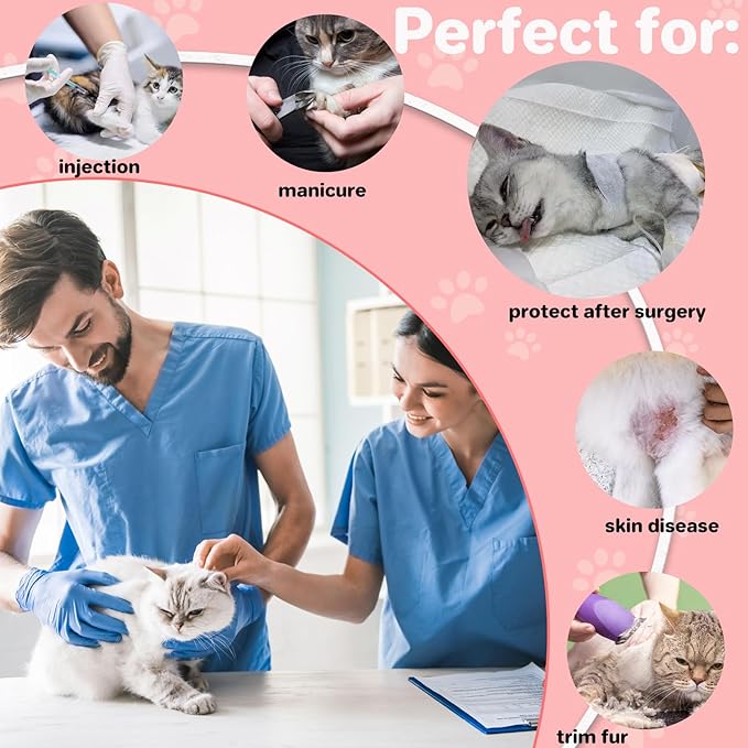 Soft Cat Cone Collar for Cats– Adjustable Lightweight Recovery E-Collar to Stop Licking, Scratching & Biting After Surgery, Comfortable Wound Healing Cone Alternative (Pink, M)