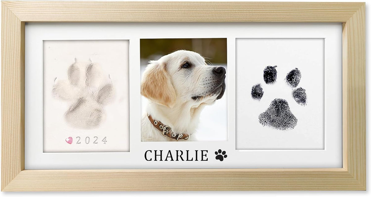MYPAWLETS Paw Print Frame Kit, Dog/Cat Pawprints Keepsake - Wood-colored